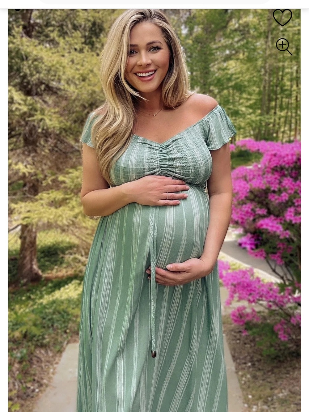Pinkblush Sage Green Striped Maternity Maxi Dress